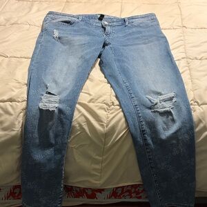 GAP Light Blue Ripped Skinny Jeans for Women